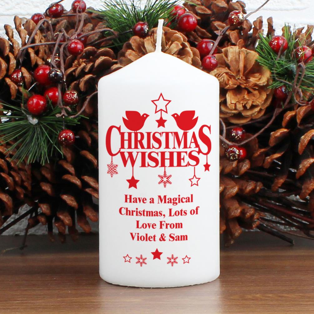 Personalised Christmas Wishes Pillar Candle Extra Image 1